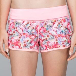 Lululemon Run: Speed Short *2-way Stretch Size 6 Floral Pink With Liner